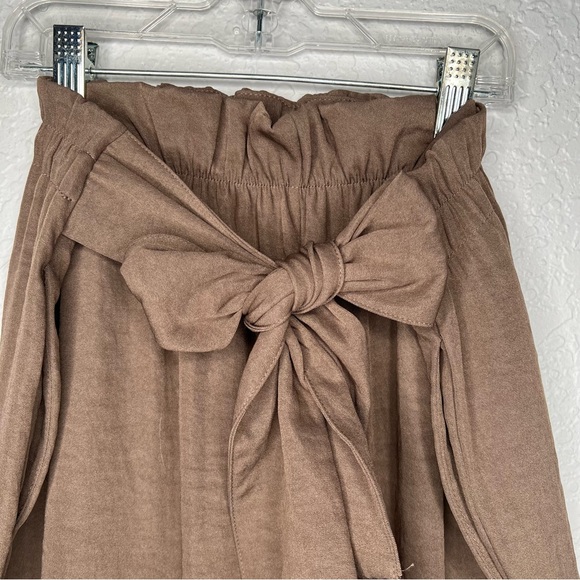 Suzy D London Womens Trouser Pants Front Tie Brown Large European Crop Ankle - Picture 3 of 9